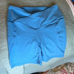 Light Blue Fabletics pure luxe biker shorts